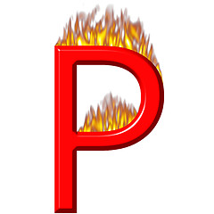 Image showing 3D Letter P on Fire