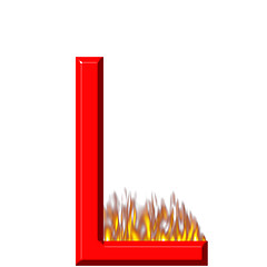 Image showing 3D Letter L on Fire