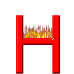 Image showing 3D Letter H on Fire