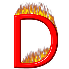 Image showing 3D Letter D on Fire