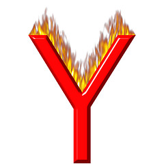 Image showing 3D Letter Y on Fire