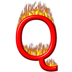 Image showing 3D Letter Q on Fire