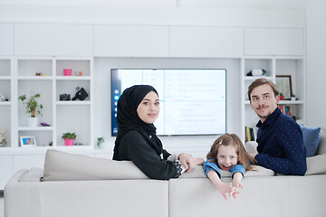 Image showing Happy Muslim family having fun at home