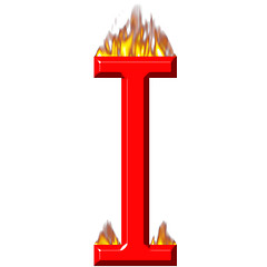 Image showing 3D Letter I on Fire