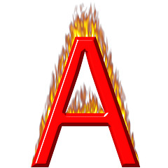 Image showing 3D Letter A on Fire