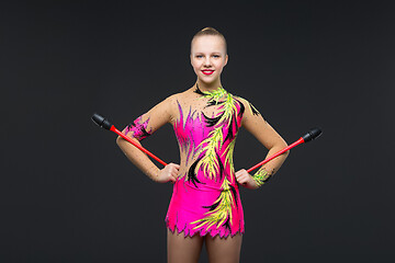 Image showing Beautiful teenage gymnast girl