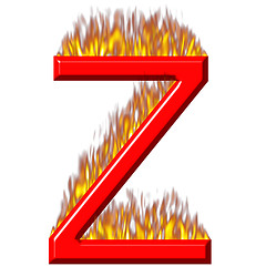 Image showing 3D Letter Z on Fire