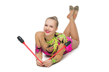 Image showing Beautiful teenage gymnast girl