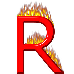 Image showing 3D Letter R on Fire