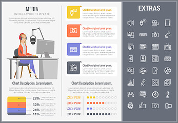 Image showing Media infographic template, elements and icons.