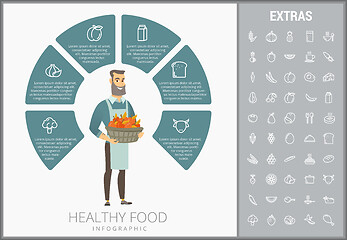 Image showing Healthy food infographic template, elements, icons