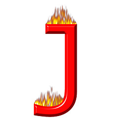 Image showing 3D Letter J on Fire