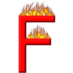 Image showing 3D Letter F on Fire