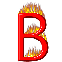 Image showing 3D Letter B on Fire