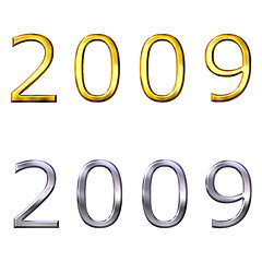 Image showing 3d year of 2009 in gold and silver