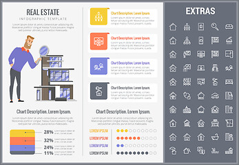 Image showing Real estate infographic template, elements, icons.