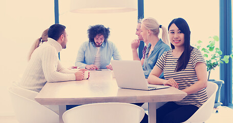 Image showing Startup Business Team At A Meeting at modern office building