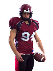 Image showing Portrait of American football player pointing against white back