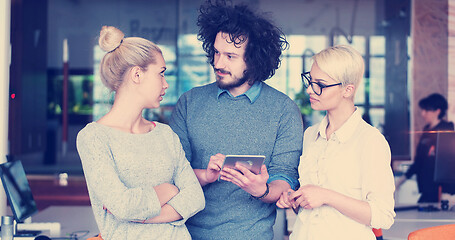 Image showing Startup Business Team At A Meeting at modern office building