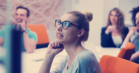 Image showing Startup Business Team At A Meeting at modern office building