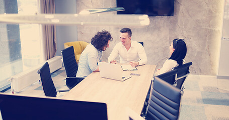 Image showing Startup Business Team At A Meeting at modern office building