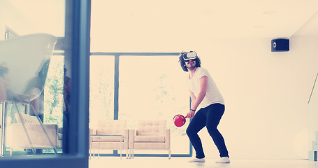 Image showing man using VR-headset glasses of virtual reality