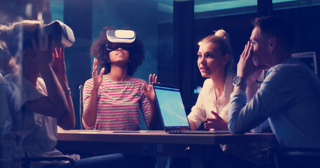 Image showing Multiethnic Business team using virtual reality headset