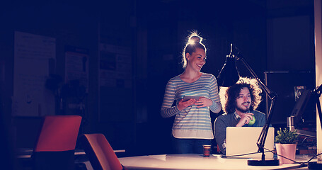 Image showing young designers in the night office