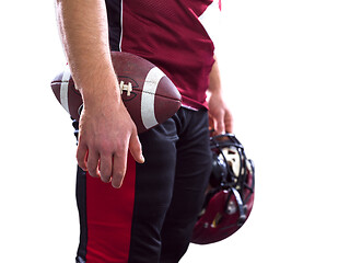 Image showing closeup American Football Player isolated on white