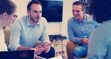 Image showing Startup Business Team At A Meeting at modern office building