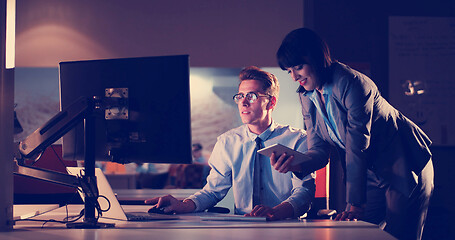 Image showing young designers in the night office