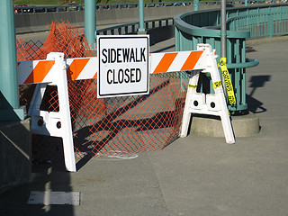 Image showing sidewalk closed sign