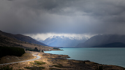 Image showing rainy day at Lake Pukaki New Zealand