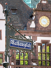 Image showing Town Square street sign in Freiburg Germany