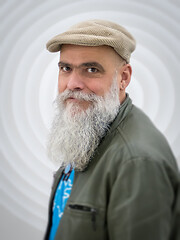 Image showing bearded man with leather jacket and hat