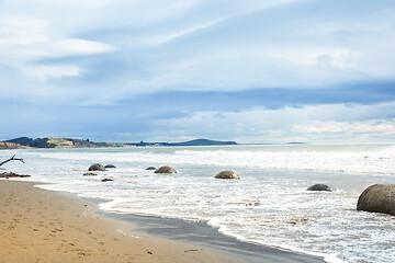 Image showing boulders at the beach of Moeraki New Zealand