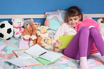 Image showing Girl studying at school while at home using distance learning