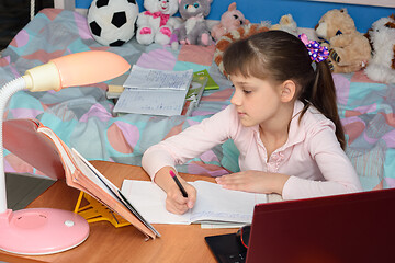 Image showing Girl at home doing homework.