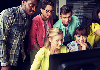 Image showing international students with computers at library