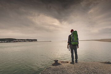 Image showing Man Traveling Backpack