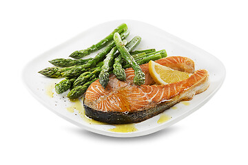 Image showing Asparagus and salmon 