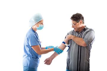 Image showing A patient has blood drawn for pathology testing and diagnosis