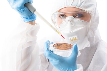 Image showing Scientist researchinng biosecurity pandemic in humans or agricul