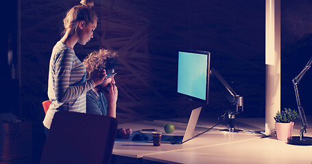 Image showing young designers in the night office