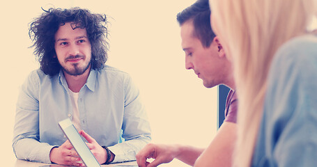 Image showing Startup Business Team At A Meeting at modern office building