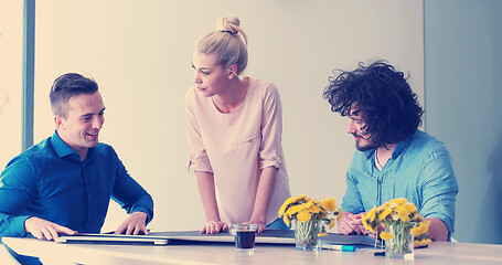 Image showing Startup Business Team At A Meeting at modern office building