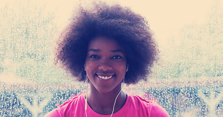 Image showing portrait of young afro american woman in gym