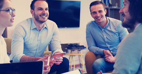 Image showing Startup Business Team At A Meeting at modern office building