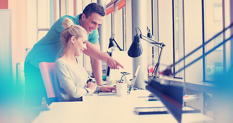 Image showing Business People Working With laptop in office