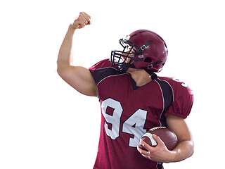 Image showing american football player celebrating touchdown